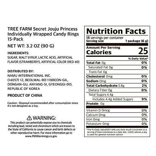 Tree Farm Secret Jouju Princess Individually Wrapped Candy Rings 15-Pack | Party Candy For Kids Birthday | Wedding Candy | Candy Jewelry | Carnival Candy | Princess Snacks | Princess Candy Gems #TOP6