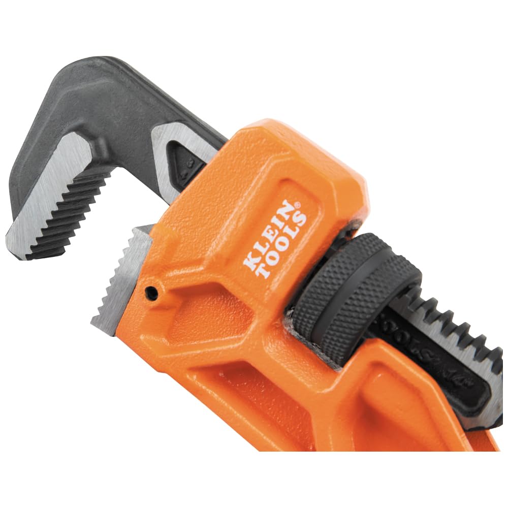 Klein Tools 68227 Llave de tubo de hierro fundido de 14 pulgadas, llave de fontanería ajustable resistente con mango de viga en I, capacidad de mandíbula de 2 pulgadas