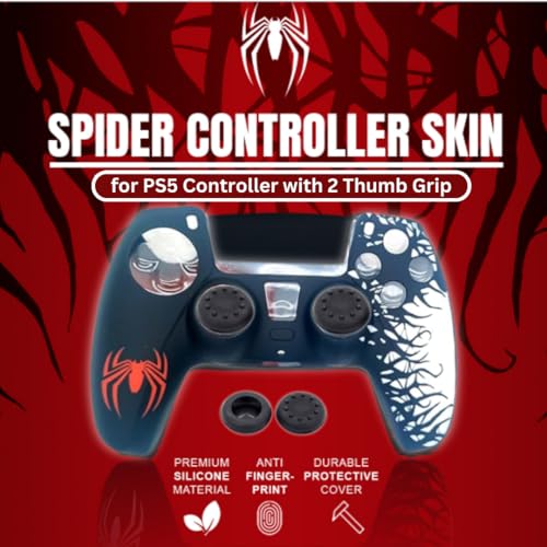 Image of TMG PS5 Controller Skin Spider-Man Theme Silicone Special Edition Protective Skin Case Cover for PS5 Controller with 2 Thumb Grip Caps (Red /White)