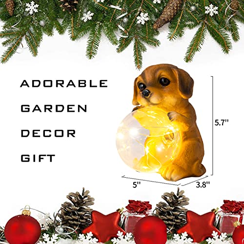 Claities Garden Statues, Dog Solar Statue Garden Decor For Outside Lawn Ornaments With Led Lights, Cute Dog Figurines Outdoor Clearance Decorations For Patio Yard Gardening Gifts（1Pcs） #TOP6