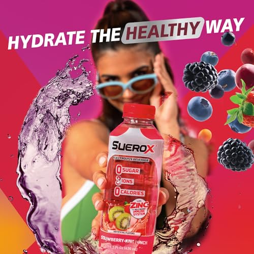 Suerox Zero Sugar Electrolyte Drink For Hydration And Recovery, Unique Blend Of Electrolytes & 8 Ions, Zero Calorie Sports Drink, 21.3 Fl Oz, Strawberry-Kiwi Punch thumb #3