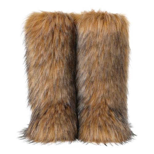 CELNEPHO Women's Fur Boot Comfortable Furry Knee High Boots Round Toe Warm Snow Boots Fashion Winter Boots2