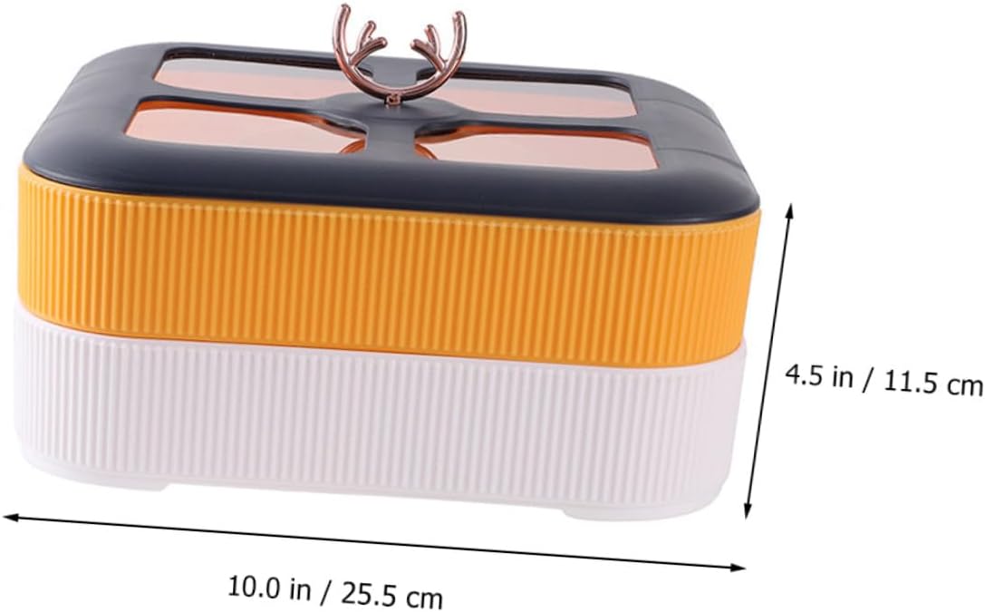 KICHOUSE Double-layer Snack Box with Lid, Party Candy Container and Fruit Serving Tray, Portable Food Storage Organizer for Living Room and Tea Table Use