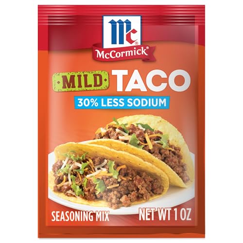 Image of McCormick Taco Seasoning Mix, Mild, 30% Less Sodium, No MSG Added, No Artificial Flavors, For Tacos, Nachos, Fajitas and More, 1 oz