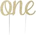 Handmade 1st Birthday Cake Topper Decoration - One - Double Sided Glitter Stock (Gold)