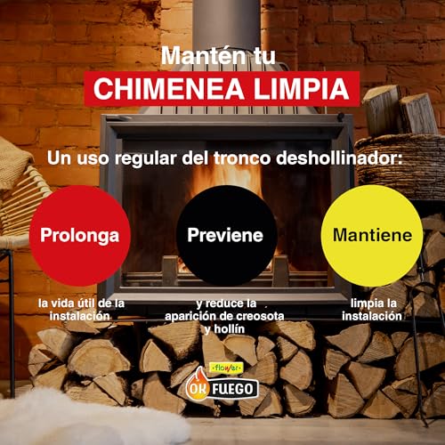 Miniatura 3 de Flower X2 Tronco Deshollinador Autolimpieza Chimeneas Y Estufas 1,5 Kg Elimina Y Previene Acumulación Hollín Arde 2,5 Horas Fácil De Usar Reduce Consumo Combustible Evita Incendios Y Atascos