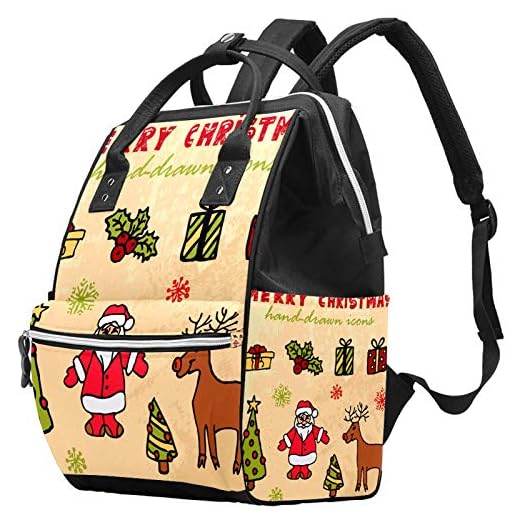 God jul kort stor kapacitet blöja ryggsäck baby blöja väska ryggsäck resväska för mammor pappor