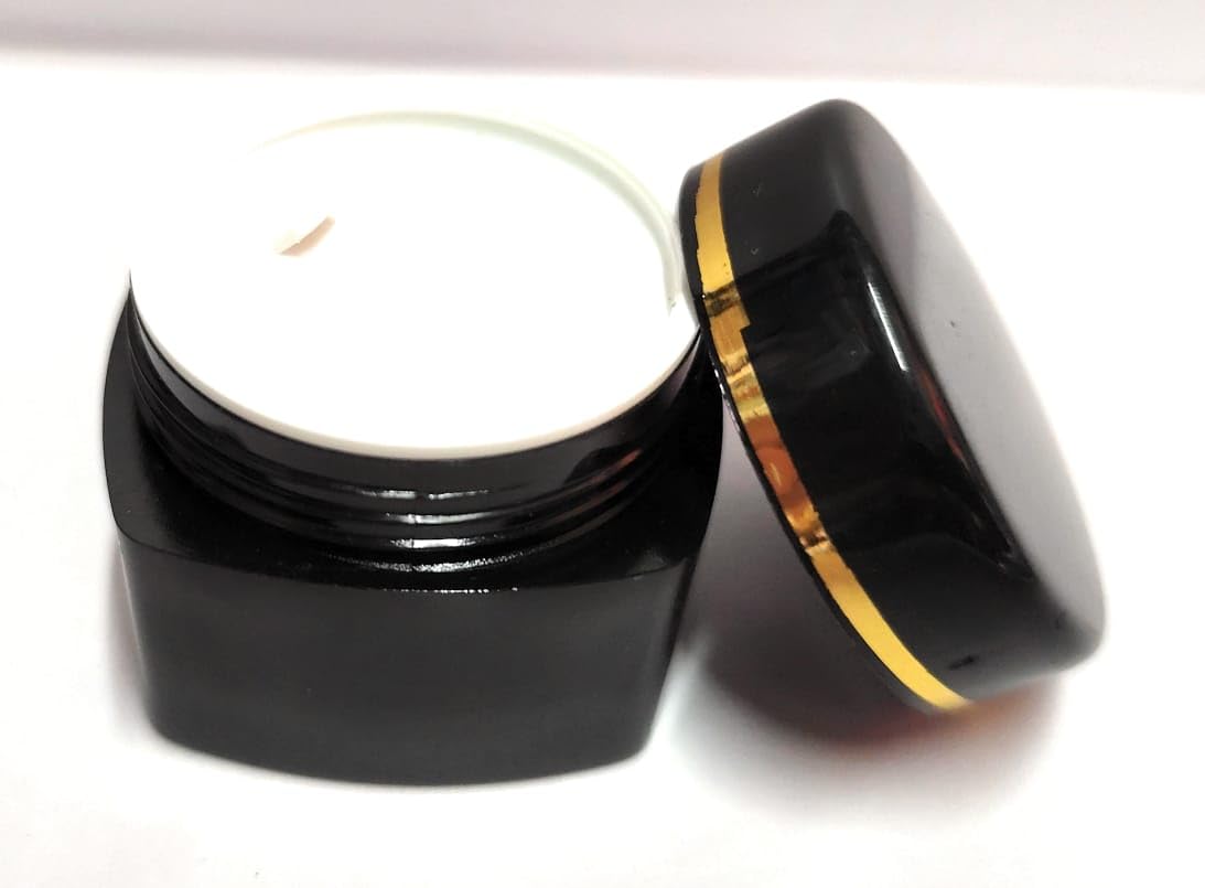 shree maha 15 gram black cosmetic sample containers with lids, empty small makeup jars plastic bpa free color-black (pack of 12)