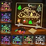 LED Notiztafel mit Farben 35x25cm/13.7X9.8 Zoll,4 Modi & 7 Farben LED Note Board, Transparente Acryl Leuchtende Schreibtafel,Leuchtendes Led Zeichenbrett Für Kinder, mit Ständer, 7 Markern, Sprühflasc