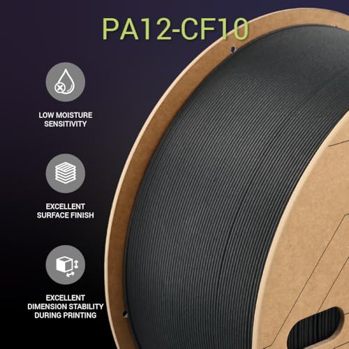 Image of Polymaker Fiberon PA12-CF10 Nylon Filament 1.75mm Black 3kg, Low Moisture Sensitivity PA12-CF Carbon Fiber Nylon 1.75mm 3D Printing Filament