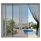 Moustiquaire Porte Fenetre,240x212cm Aimantée Double Ouverture Latérale,Fermeture Automatique Respirantes Anti Moustiques,Rideau Moustiquaire Baie Vitrée pour Coulissante Entree Balcon Salon Veranda