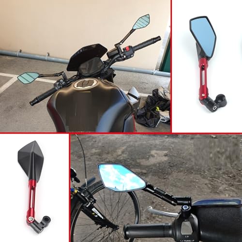 Retrovisor lateral azul para MT-125 2016 espejos CNC contra reflejos 3