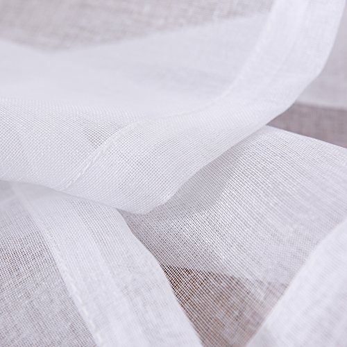 Image of White Sheer Tulle Curtains - 4 Panel Sets, 63 Inch Long, Rod Pocket, for Bedroom & Living Room, 52 W x 63 L