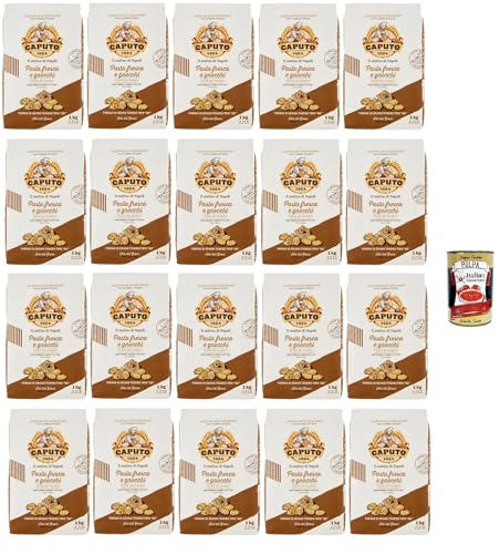 Caputo Pasta Fresca e Gnocchi Farina, harina de trigo suave '00', harina de consistencia elástica, ideal para darle sabor a tu pasta, 20 x 1 kg + Polpa italiana Gourmet 400 g