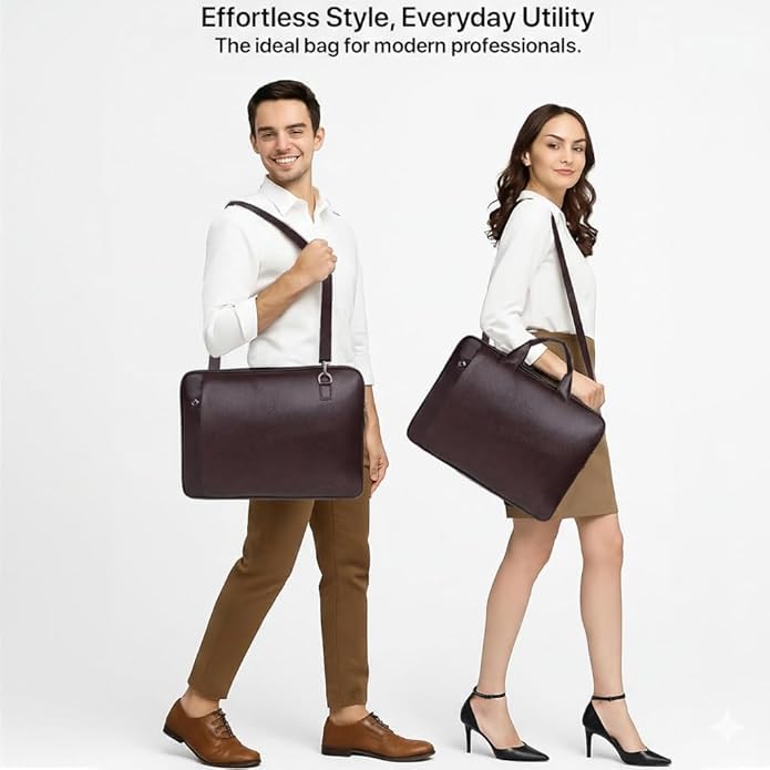 Image of Laptop Bags for Men & Women | PU Leather Laptop Messenger Bag & Laptop Backpack | Fits Up to 15.6 Inch Laptop | Office, Business, College & Travel Bags