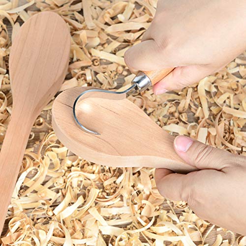 2Pcs Cherry Wood Carving Spoon Blank Unfinished Wooden Craft Whittling Kit for Whittler Starter Kids - Thumbnail 7