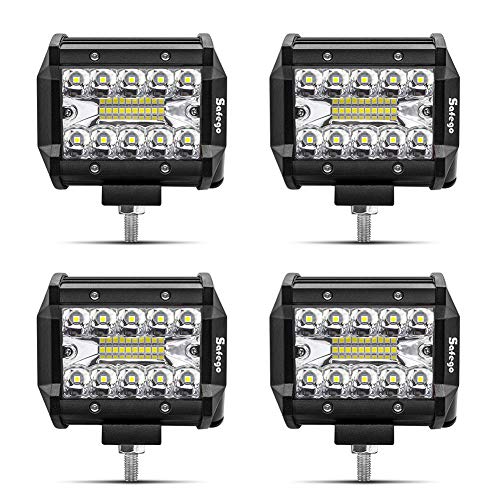 Safego Faro Trabajo LED Focos de Coche 12V 4" 60W Faros LED Tractor 4800LM 6000K IP67 Impermeable Off-road Foco de Trabajo LED para Moto ATV SUV Tractor Camión Barco, 4PCS Cover
