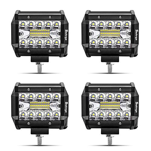 Safego Faro da Lavoro LED, 4" 60W Faretto Faro 4800LM Spot Luci da Lavoro a LED Proiettore Fendinebbia Luci Off Road Impermeabile IP67 per Trattori Auto SUV ATV Camion Barca Spotlight 12V 24V, 4PCS