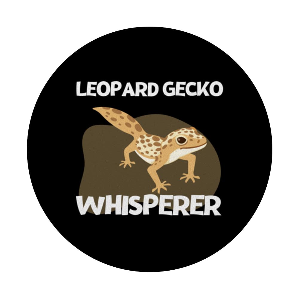 Leopard Gecko Whisperer Retro Funny Leopard Gecko PopSockets Swappable PopGrip, Black - Image 3