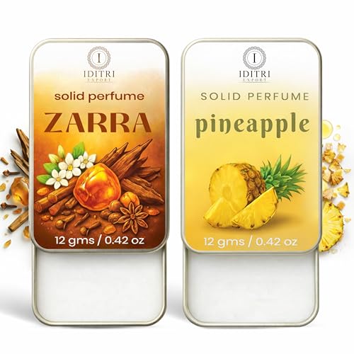 Image of IDITRI EXPORT Solid Perfume |zarra&pineapple Alcohol Free Wax Perfume Balm, Long Lasting | Pocket Tin 12g, Pack Of 2| Non Greasy Smooth Glide, Travel Friendly Men And Women