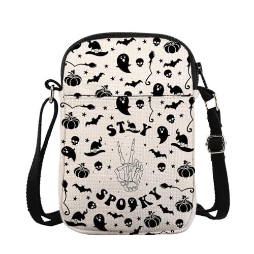 Spooky Season Messenger Bag Halloween Party Crossbody Purse Bag Horror Skeleton Bat Pumpkin Carry-on Bag