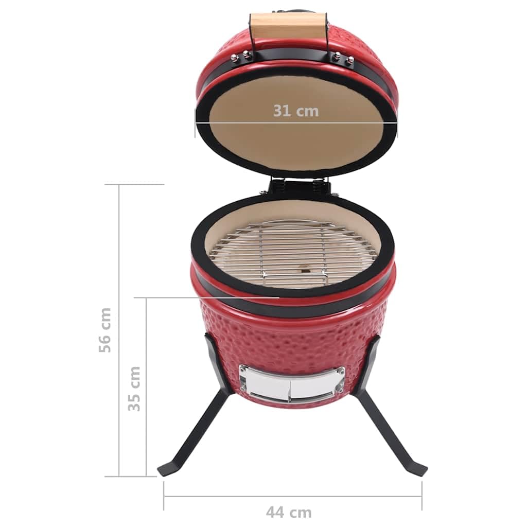 Kamado - Barbecue affumicatore 2 in 1 in ceramica, 56 cm, con griglia in acciaio inox da 26,5 cm, coperchio ribaltabile, termometro, ventilazione per barbecue, barbecue, affumicatura, all'aperto