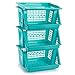 Acan Tradineur - Carrito verdulero de plástico con 3 Niveles, cestas apilables portaobjetos, Frutas, Verduras, Cocina, baño (Turquesa, 57 x 36 x 29 cm)