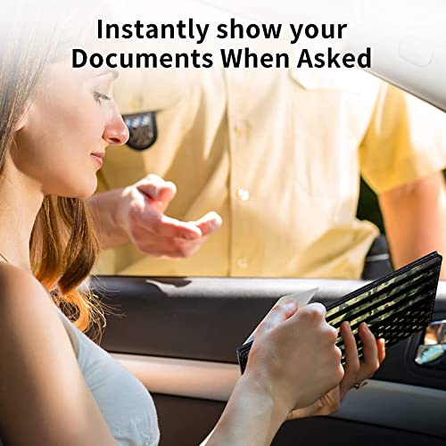 Car Registration and Insurance Holder, Leather Car Glove Box Organizer, Cool Car Accessories for ID, Driver's License Cards & Essential Document, business cards, Men&Women,Military Camouflage USA Flag by Mxfdegf - Image 6