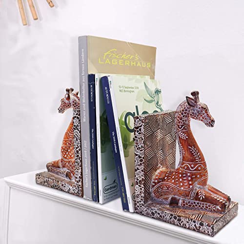 Giraffe Decorative Bookend,Giraffe Statues Bookshelves Decor, Antique Style Book Ends, Supports For Shelves And Desk,Kids Room, Home Office Or Desk,A Great Gift For Kids And Adults. #TOP3