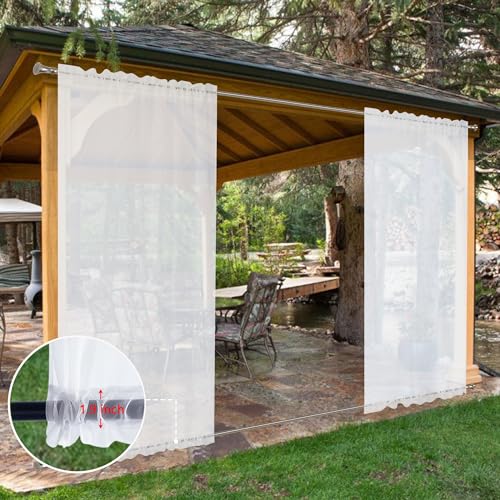 Spacedresser HW-SHEER-WHITE-52W X 84L Waterproof White Outdoor Sheer Curtains thumb #6