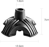 Vista 2 de Cane Tip 2pcs 3/4 inch Quad Self Standing 4 Leg Attachment Rubber Replacement Tip for Walking Stick Base Universal Stable Black