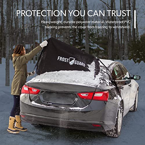 Frostguard Rear Windshield Cover For Ice And Snow, For Sedans - Rear Window Cover To Reduce Scraping, With Elastic To Conform To Vehicle's Shape - Secure Hooks For A Tight Fit - Black, 50 X 32 Inches #TOP4