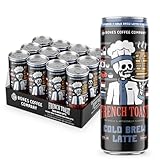 Bones Coffee Company French Toast Cold Brew Latte Flavored Coffee | 100% Ready To Drink Cold Brew Coffee Can | French Toast in Cans | 11 Fl Oz Can (12 Pack)