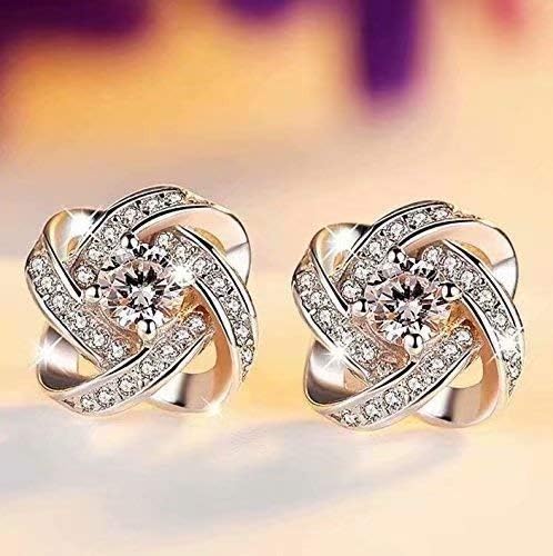 LinZhe 1Pair Lady Girl Earrings Silver Diamond Ear Studs Jewelry Accessories Love Gift