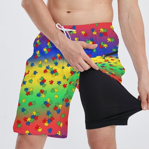 Mens Swim Trunks with Compression Liner 5 inch Quick Dry Board Shorts Cargo with Zipper Pockets Swim Shorts4