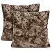 LANGRIA Set of 2 Decorative Faux Fur Cushion Covers 18x18, Soft Plush Shaggy Throw Pillow Case with Short Faux Fur and Hidden Zip Closure for Bed Sofa Couch - Filling Not Included (2-Pack, Brown)