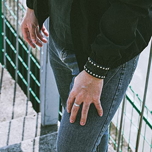 Eigso Vintage Retro Punk Braceler Wide Belt Wristband PU Leather Snap Button Clasp for Men Women4