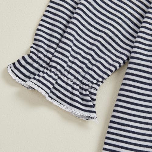 Toddler Girl Long Sleeve Dress Striped Print Ruffle A-Line Tunic Dresses for Party Casual Fall Winter Clothes4