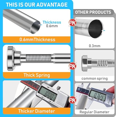 Bingobang Stainless Steel Extendable Shower Curtain Rod Tension Pole, Net Voile Shower Curtains Rail, Adjustable No-drilling Telescopic Rods Extendable for Bathroom (70-193CM, Silver) - Image 2