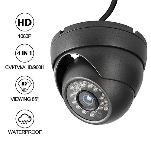 Dericam Caméra de sécurité dôme 1080p 1920TVL, Caméra analogique HDCVI/HDTVI/AHD/960H, Boîtier en métal IP66, Vision Nocturne de 25 mètres, Angle de Vision de 85 °, Format vidéo PAL, D2B, Nero