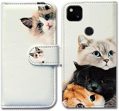 BCOV Google Pixel 4a Case (2020), Cute Playing Penguin Leather Flip Wallet Case Cover with Card Slot Holder Kickstand For Google Pixel 4a Phone