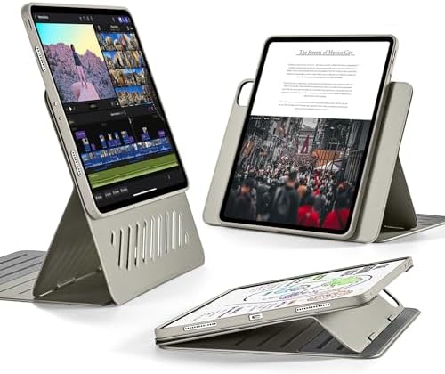 ESR für iPad Pro 12.9 Hülle 2022/2021, 12,9 Zoll, Shift Serie, Titanmetall | Abnehmbare magnetische Abdeckung, Verstellbarer Hoch-/Querformatständer mit erhöhter Displayansicht, 9