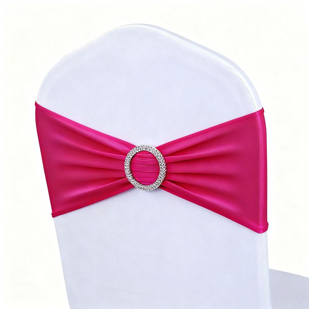 Stuhlschärpen in Hot Pink, 50 Stück, Spandex-Stuhlbänder für Geburtstag, Hochzeit, Party, Dekoration, Hot Pink Stuhlschleifen, Schärpen