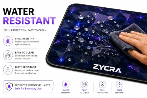 Image of ZYCRA Gaming Mouse Pad Large Extended Desk Mat | Waterproof Smooth Surface, Anti-Slip Rubber Base, Stitched Edges, Black Mouse Pad for Office, Work from Home & Gaming (3D Diamond Gaming Mat)