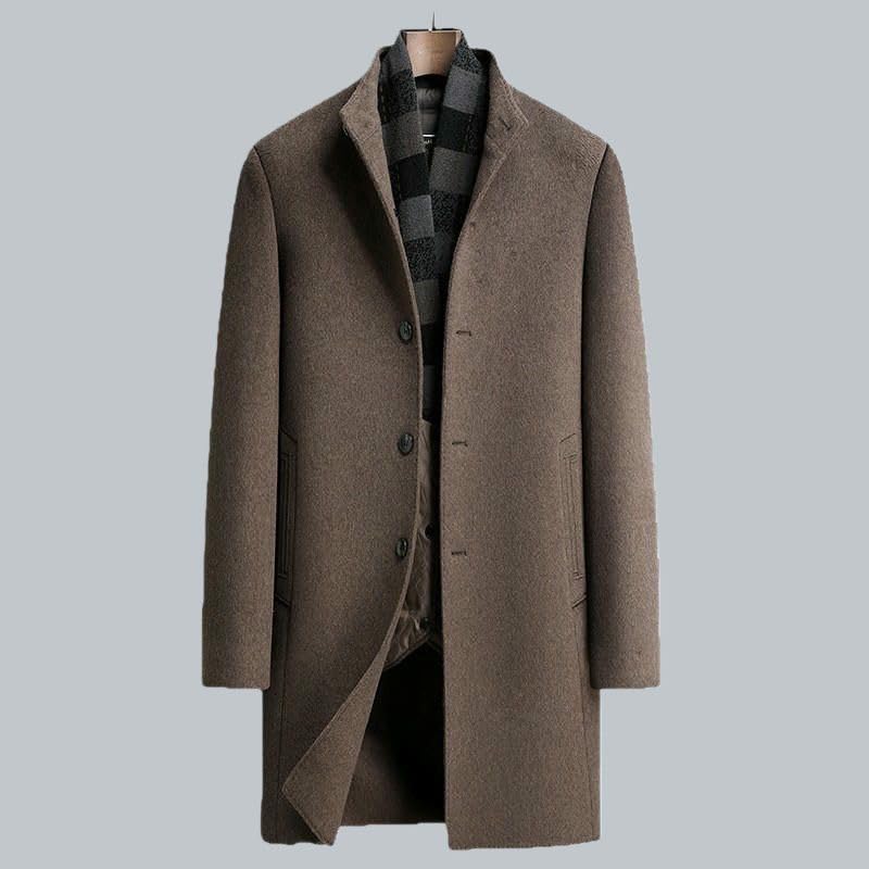 Abrigo largo de lana hombre invierno chaquetón elegante cachemira doble cara 5