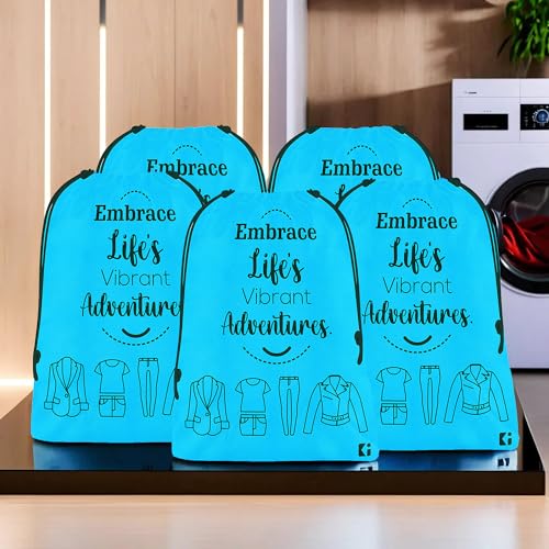 Image of Kuber Industries Pack of 5 Cloth Storage Bag | Non-Woven Storage Organizer | Travel Cloth Carrying Bag | Garments Cover for Laundry | Storage Organizer for Clothing | Medium | Sky Blue