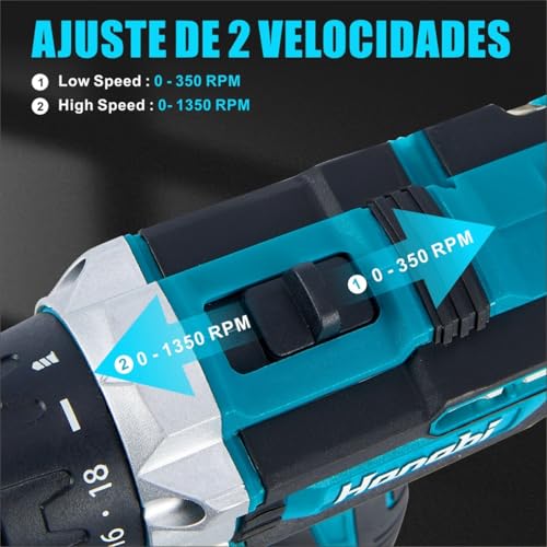 Parafusadeira Furadeira de Impacto Sem Fio Hanabi, 10 mm 1350 RPM Bateria Carregador Maleta Hanabi