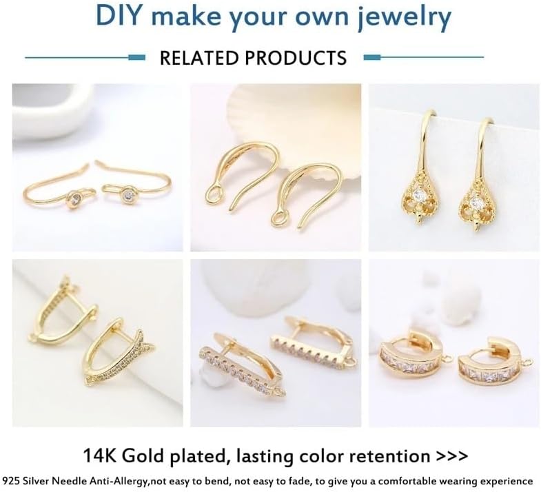 Earring Clips 8pairs Clip On Earring Backs 14K Gold Plated Ear Clip with Earnuts Korean Earrings Accessories Without Pierced Ear Clips DIY Jewelry Findings