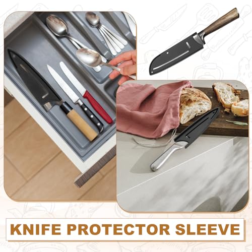 PATIKIL 2 Stück PP Universalmesserabdeckung, Messerschutzärmel für 7 Santokumesser Klingenschutz für Küche, Esszimmer, Schwarz