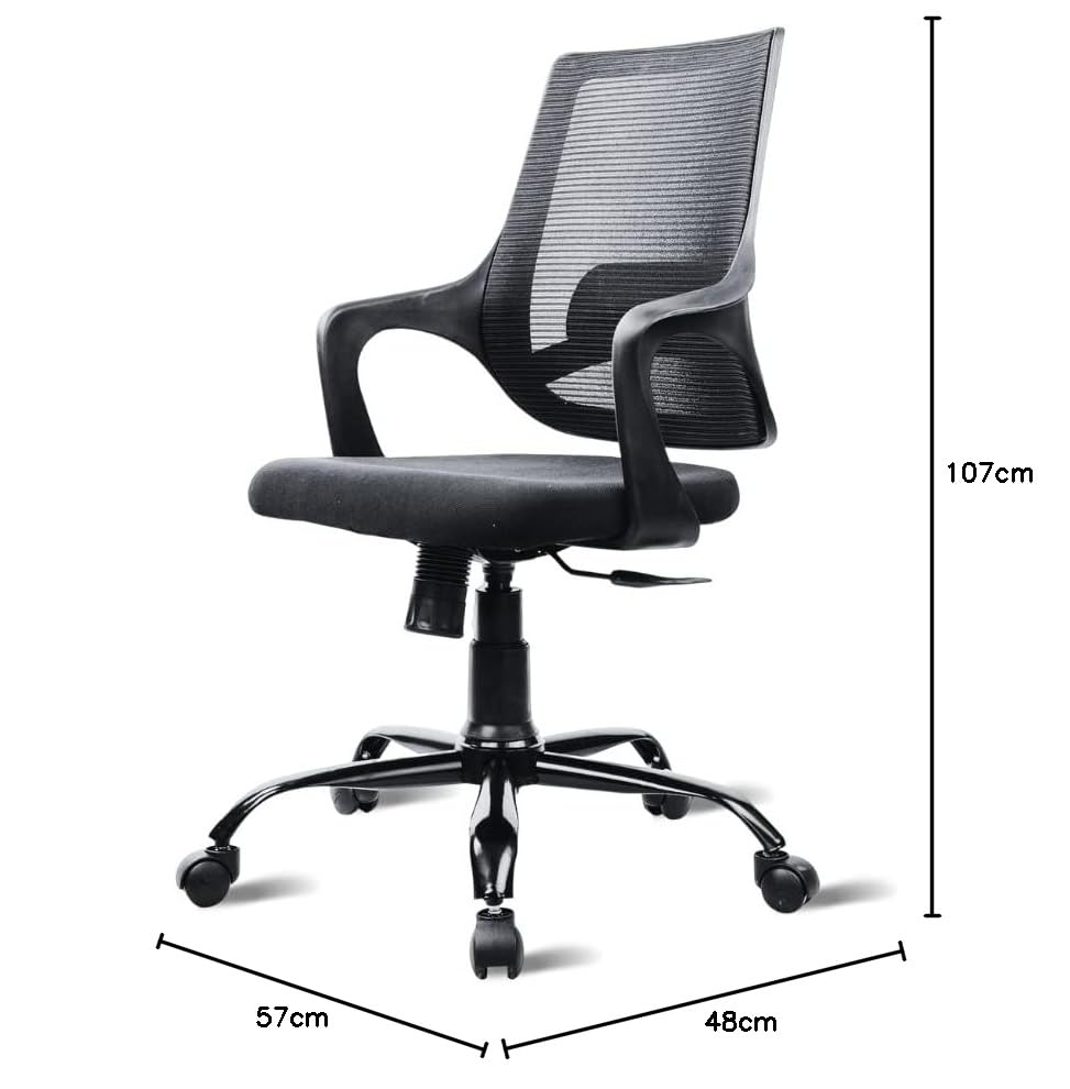 Image of ErgoLab Calm Office Chair, Mid Back Ergonomic Mesh Home Office Desk Chair, Computer Chair with Comfortable Cushion Seat and Armrests, Single Lock Mechanism & Strong Chrome Base